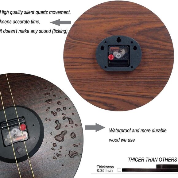 16" silent wooden round clock 2 styles - Picture 5 of 5